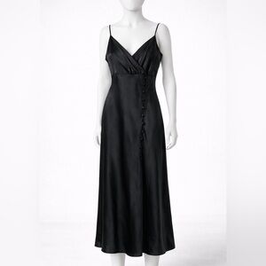 ZARA Black Satin Strapless Maxi Dress US L